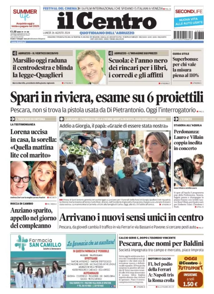 Prima-pagina-il centro-oggi-edizione-del-2024-08-26